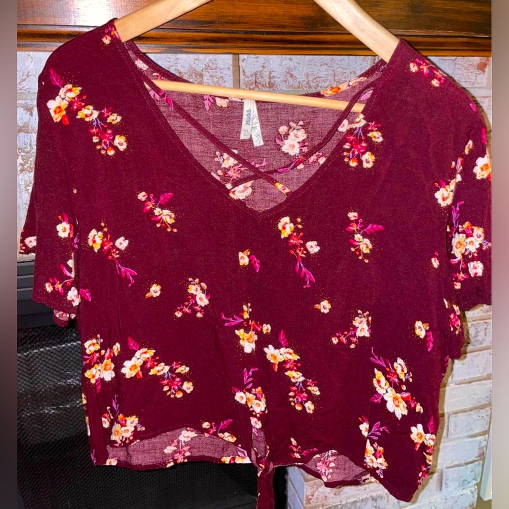Mudd Juniors Cropped Boho Floral Top Size XL